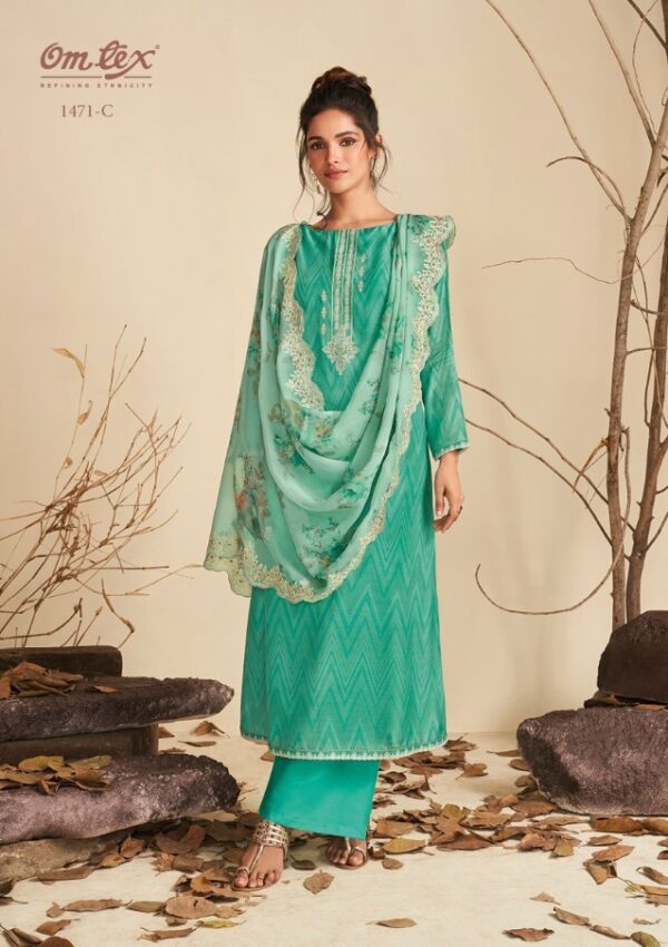 My Fashion Road Omtex Vasudha Muslin Plazzo Dress Material | Blue