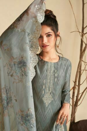 My Fashion Road Omtex Vasudha Muslin Plazzo Dress Material | Grey