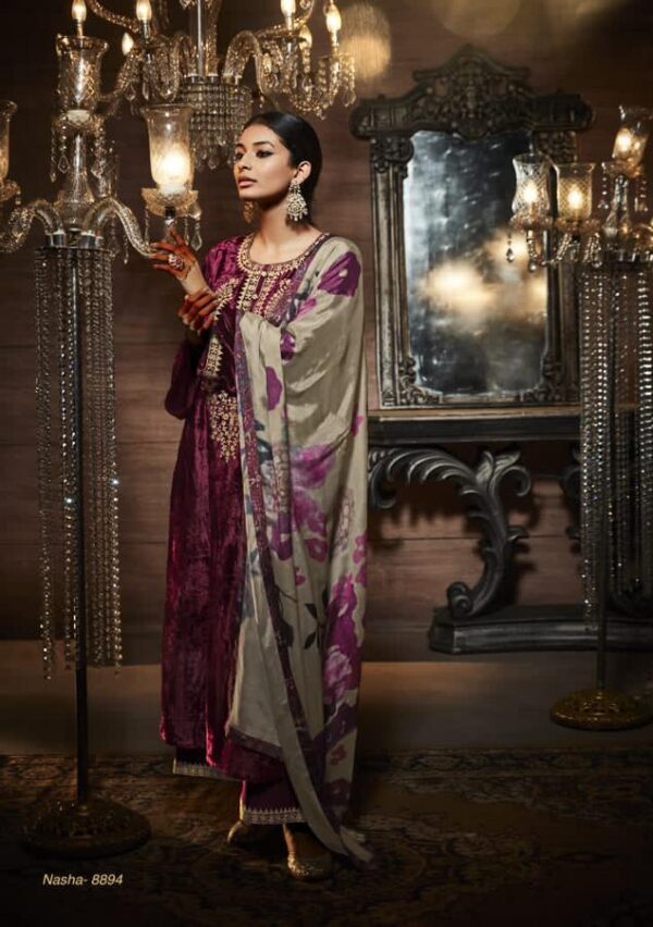 My Fashion Road Nasha Kimora Heer Designer Salwar Suits Velvet Collection | Maroon