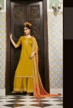 My Fashion Road Nohreen Kimora Heer Sharara Style Suits | Yellow