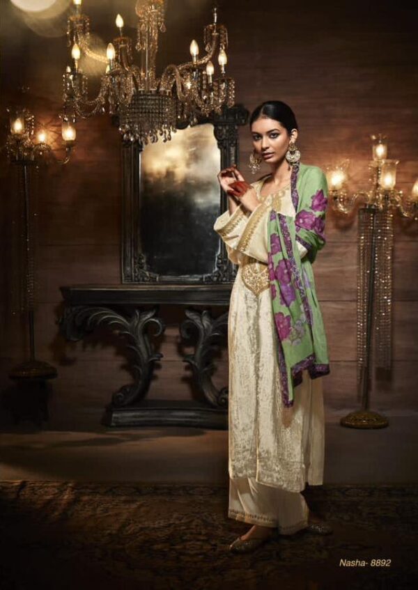 My Fashion Road Nasha Kimora Heer Designer Salwar Suits Velvet Collection | Offwhite