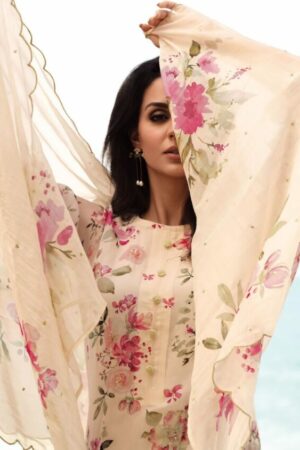 My Fashion Road Varsha Orchid Designer Organza Digital Print Salwar Kameez | Offwhite