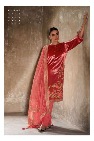 My Fashion Road Varsha Euphoria Designer Plush Velvet Salwar Kameez Winter Collection | Red