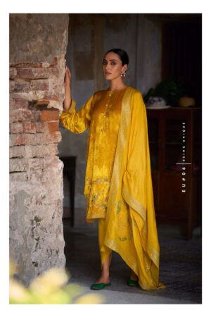 My Fashion Road Varsha Euphoria Designer Plush Velvet Salwar Kameez Winter Collection | Yellow