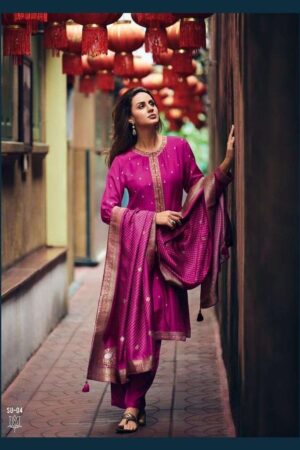 My Fashion Road Varsha Shubh Designer Silk Salwar Suit New Collection | Magenta