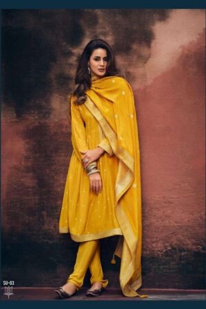 My Fashion Road Varsha Shubh Designer Silk Salwar Suit New Collection | Yellow