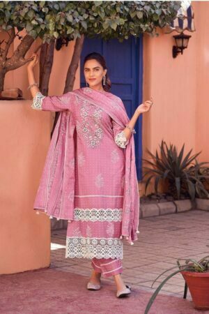 My Fashion Road Jay Vijay Amorena Cotton Pant Style Dress Material | Pink