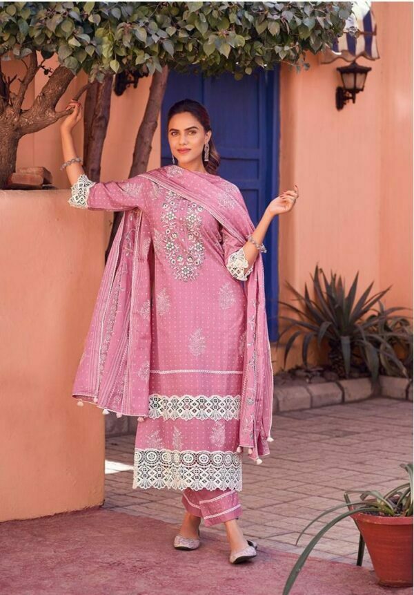 My Fashion Road Jay Vijay Amorena Cotton Pant Style Dress Material | Pink