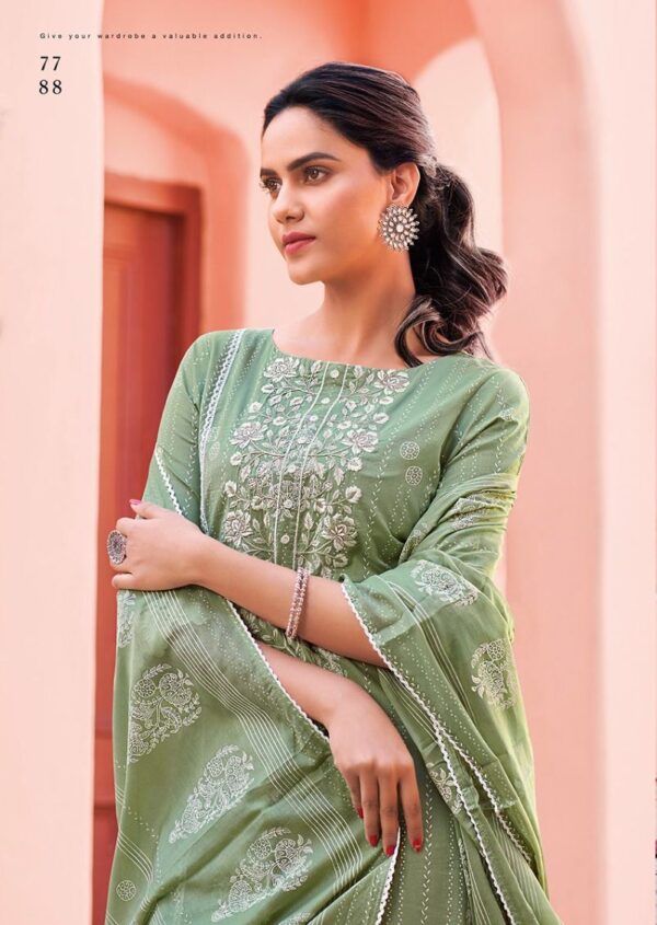 My Fashion Road Jay Vijay Amorena Cotton Pant Style Dress Material | Olivegreen