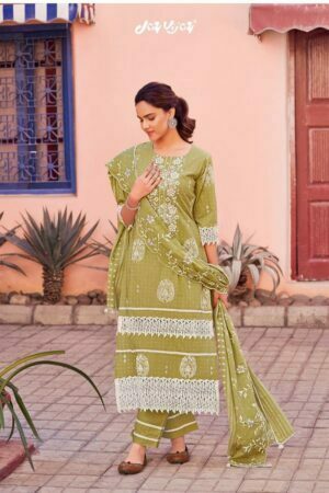 My Fashion Road Jay Vijay Amorena Cotton Pant Style Dress Material | Green