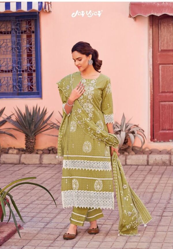 My Fashion Road Jay Vijay Amorena Cotton Pant Style Dress Material | Green