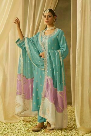 My Fashion Road Chandani Soft Silk Kimora Heer Designer Salwar Suits | Turquoise