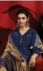 My Fashion Road Jay Vijay Gaia Moga Silk Pant Style Dress Material | Royalblue