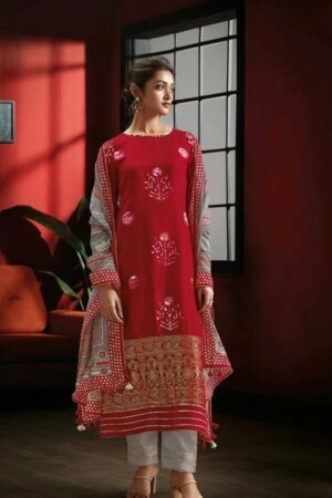 My Fashion Road Jay Vijay Gaia Moga Silk Pant Style Dress Material | Rust