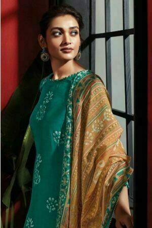 My Fashion Road Jay Vijay Gaia Moga Silk Pant Style Dress Material | Green