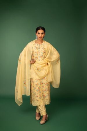 My Fashion Road Naariti Idaan Pant Style Dress Material Linen  | Yellow