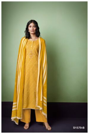 My Fashion Road Ganga Omya Unstitched Cotton Salwar Kameez | Yellow