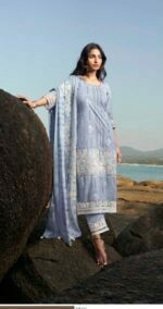 My Fashion Road Jay Vijay Cotton Paradiso Pant Style Dress Material | Skyblue