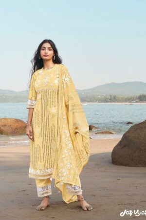 My Fashion Road Jay Vijay Cotton Paradiso Pant Style Dress Material | Yellow