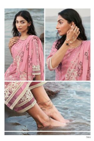My Fashion Road Jay Vijay Cotton Paradiso Pant Style Dress Material | Pink