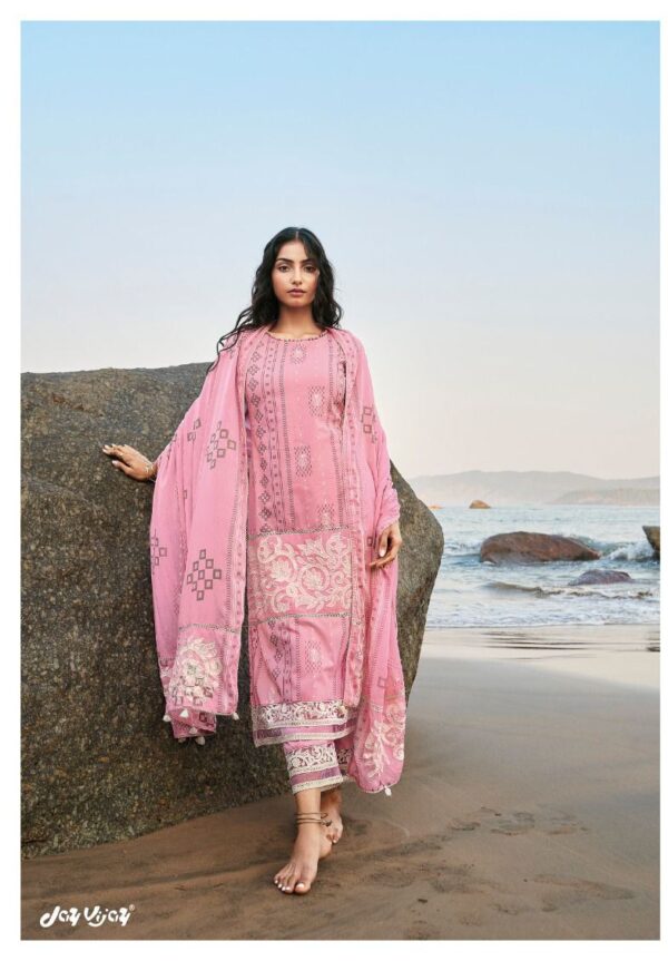 My Fashion Road Jay Vijay Cotton Paradiso Pant Style Dress Material | Pink