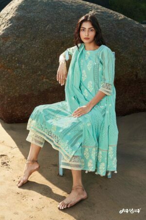 My Fashion Road Jay Vijay Cotton Paradiso Pant Style Dress Material | Blue