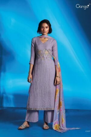 My Fashion Road Ganga Fashion Reet Designer Linen Jacquard Salwar Suit | Blue