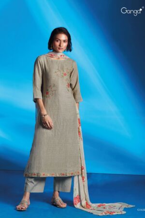 My Fashion Road Ganga Fashion Reet Designer Linen Jacquard Salwar Suit | Beige