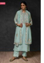 My Fashion Road Naariti Ruha Organza Pant Style Dress Material | Blue