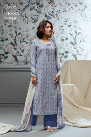 My Fashion Road Ganga Tessa Fancy Cotton Salwar Kameez | Blue