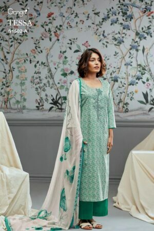 My Fashion Road Ganga Tessa Fancy Cotton Salwar Kameez | Green