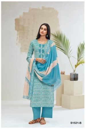 My Fashion Road Ganga Anvi Cotton Plazzo Style Suits | Blue