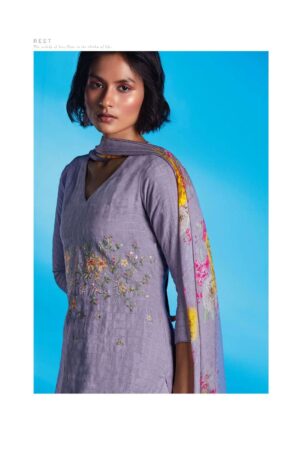 My Fashion Road Ganga Fashion Reet Designer Linen Jacquard Salwar Suit | Blue