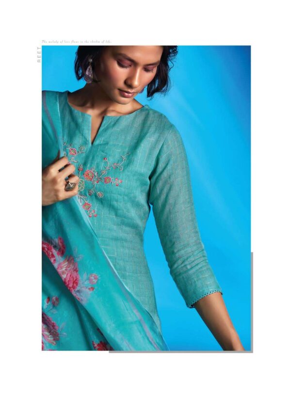 My Fashion Road Ganga Fashion Reet Designer Linen Jacquard Salwar Suit | Ferozi