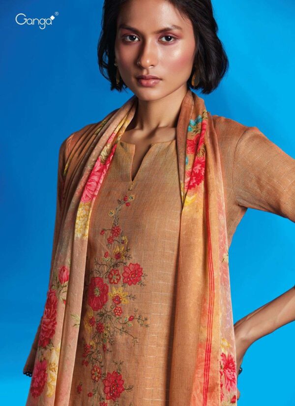 My Fashion Road Ganga Fashion Reet Designer Linen Jacquard Salwar Suit | Gold