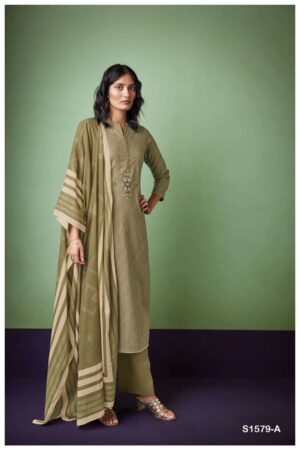 My Fashion Road Ganga Omya Unstitched Cotton Salwar Kameez | Green