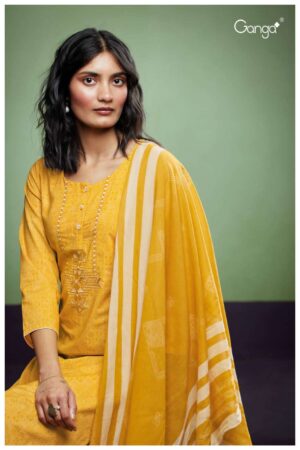 My Fashion Road Ganga Omya Unstitched Cotton Salwar Kameez | Yellow