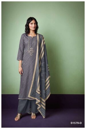 My Fashion Road Ganga Omya Unstitched Cotton Salwar Kameez | Blue