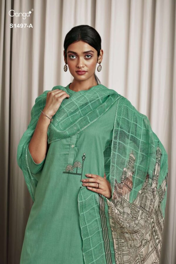 My Fashion Road Ganga Tanaya Designer Fancy Cotton Salwar Kameez | Green
