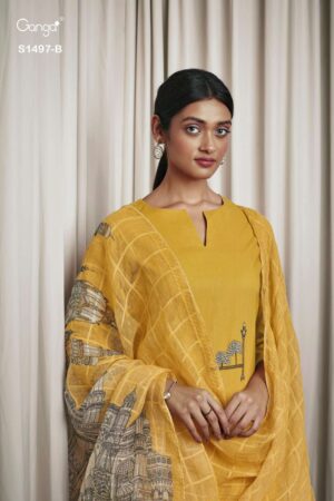 My Fashion Road Ganga Tanaya Designer Fancy Cotton Salwar Kameez | Yellow