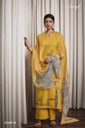 My Fashion Road Ganga Tanaya Designer Fancy Cotton Salwar Kameez | Yellow