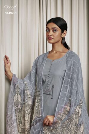 My Fashion Road Ganga Tanaya Designer Fancy Cotton Salwar Kameez | Grey