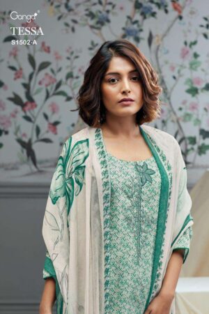 My Fashion Road Ganga Tessa Fancy Cotton Salwar Kameez | Green