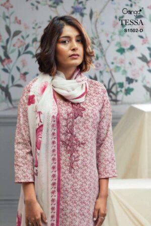 My Fashion Road Ganga Tessa Fancy Cotton Salwar Kameez | Pink