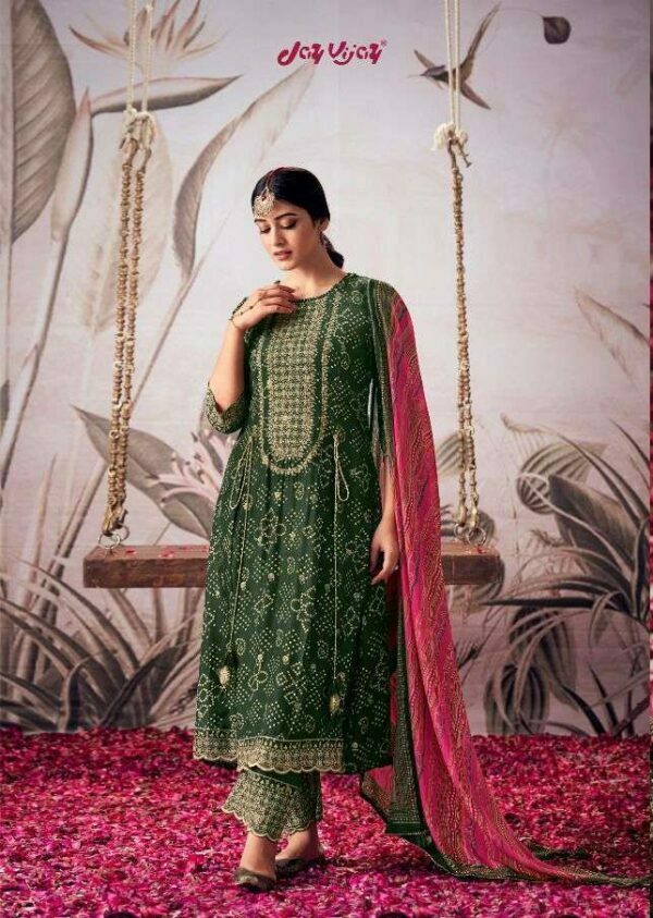 My Fashion Road Jay Vijay Rangde Designer Moga Silk Salwar Suit | Green