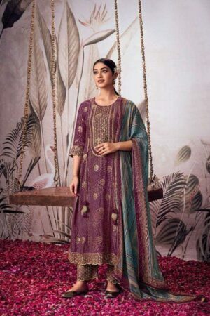 My Fashion Road Jay Vijay Rangde Designer Moga Silk Salwar Suit | Purple