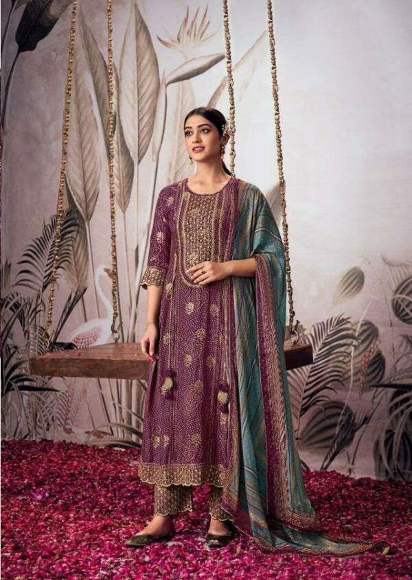 My Fashion Road Jay Vijay Rangde Designer Moga Silk Salwar Suit | Purple