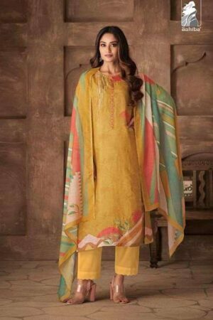 My Fashion Road Sahiba Itra Exclusive Designer Silk Salwar Suit | Yellow