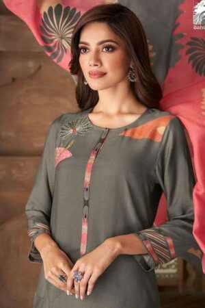 My Fashion Road Sahiba Itra Exclusive Designer Silk Salwar Suit | Grey