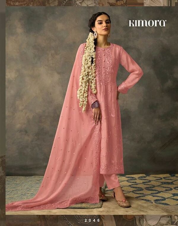 My Fashion Road Kimora Heer Begum Pant Style Dress Material | BabyPink